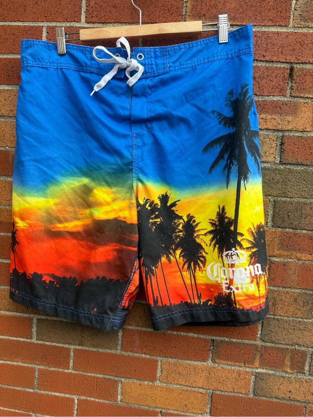Corona Extra Tropical Sunset Palm Tree Board Shorts Swim Trunks 2XL